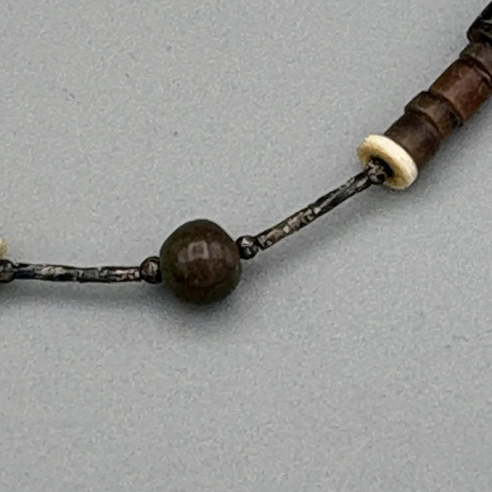Vintage Heishi Bracelet w/ Stone Bead 6 inches Authentic